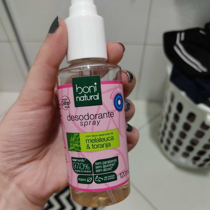 photo of Boni natural Desodorante Spray Melaleuca & Toranja shared by @mairabatista on  14 May 2022 - review