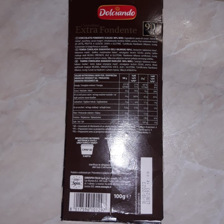 review photo of Dolciando Cioccolato Extra Fondente 90% shared by @giusy26 on 01 Apr 2022 - review