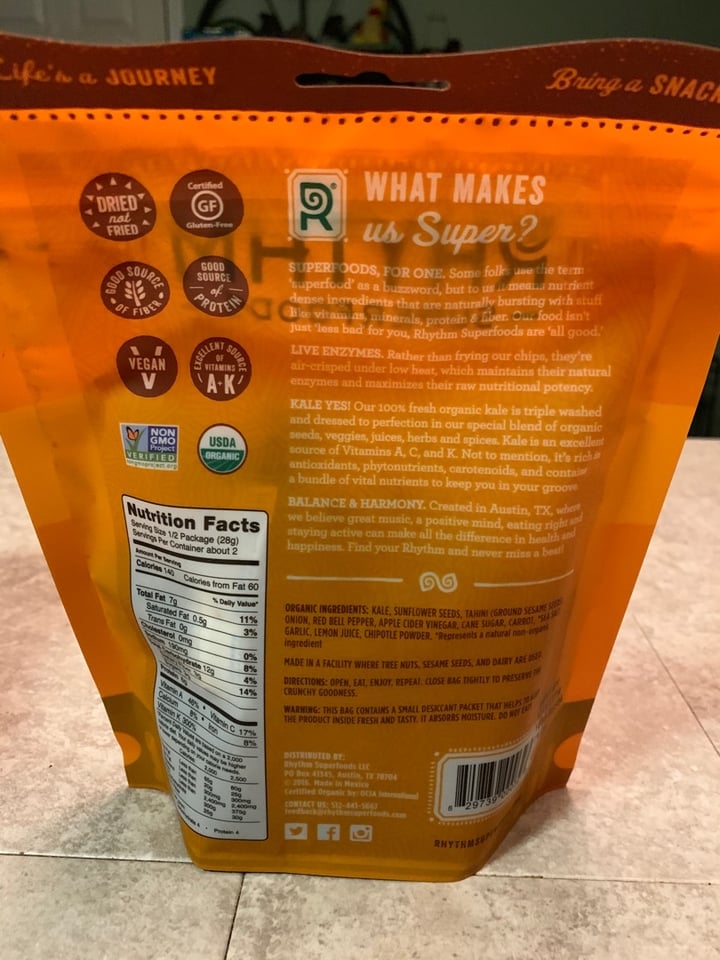 photo of Rhythm Superfoods Zesty Nacho shared by @julieschultz54 on  28 Dec 2019 - review