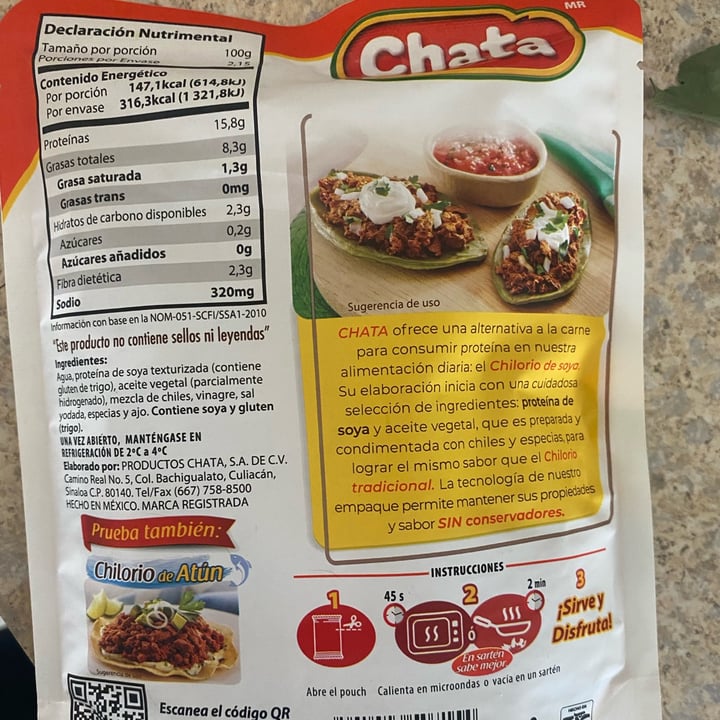 photo of La Chata Chilorio de soya shared by @miriammt on  09 Apr 2022 - review
