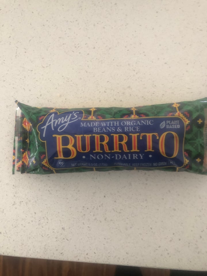 photo of Amy’s Amy’s Non-Dairy Organic Burrito with Beans & Rice shared by @nisharespect on  08 Apr 2022 - review