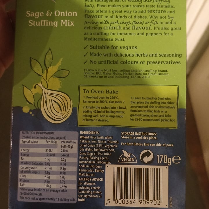 photo of Paxo Sage and Onion Stuffing shared by @plumesworld on  27 Jan 2021 - review