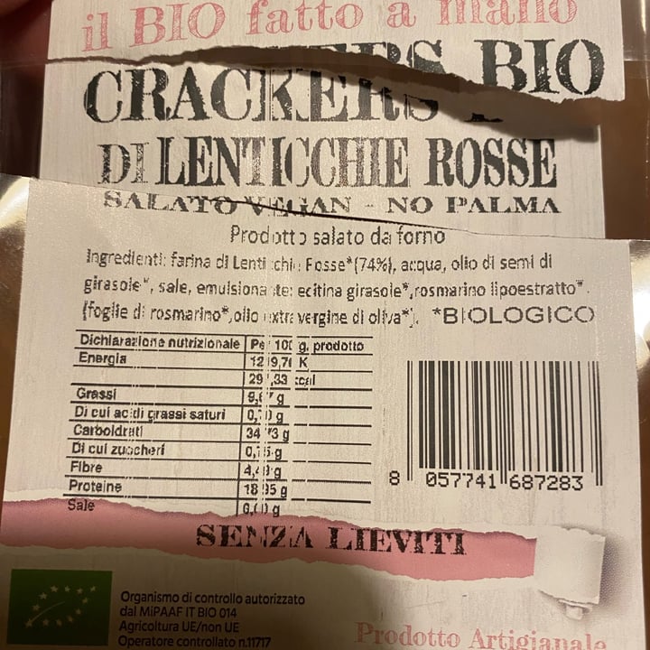 photo of Pasticceria Manzi biologica Cracker Bio Di Lenticchie Rosse shared by @verina on  23 Oct 2022 - review