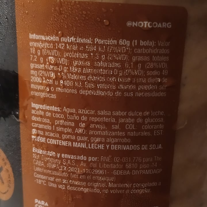 photo of NotCo Not Icecream Dulce de Leche Tentación shared by @jhvh on  02 Jul 2022 - review