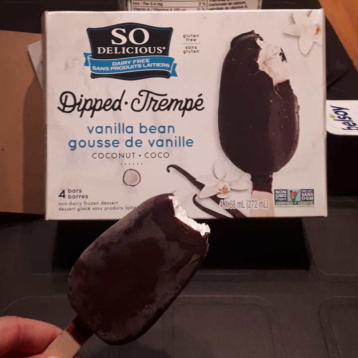 photo of So Delicious Dairy Free Dipped Vanilla Bean Coconutmilk Ice Cream Bar shared by @cookie2556 on  19 Dec 2021 - review