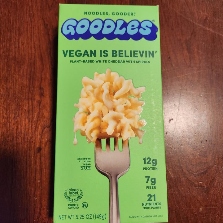 photo of Goodles Plant-based white cheddar with spirals shared by @lizzib on  12 Dec 2022 - review