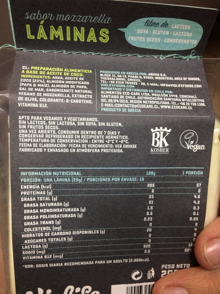 review photo of Violife Lonchas sabor Mozzarella shared by @educhefvegan on 10 Feb 2020 - review