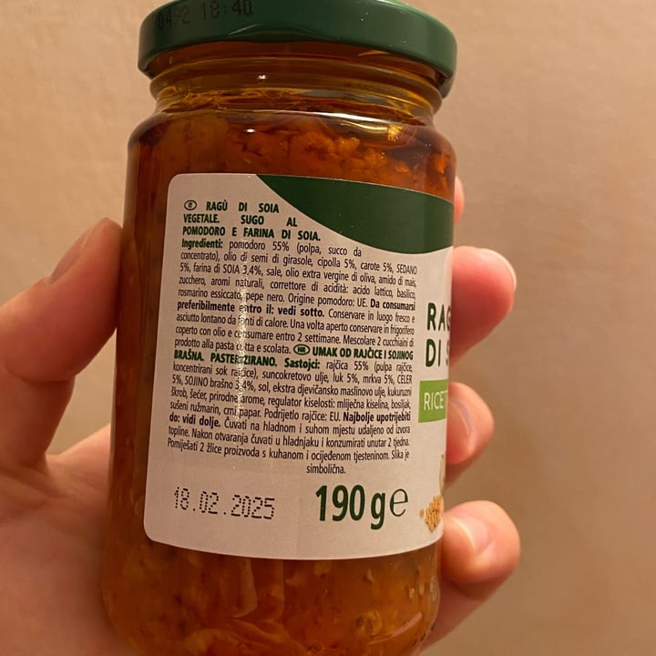 review photo of Fior di Natura Ragù di soia shared by @giorgiamalavasi on 05 Jul 2022 - review