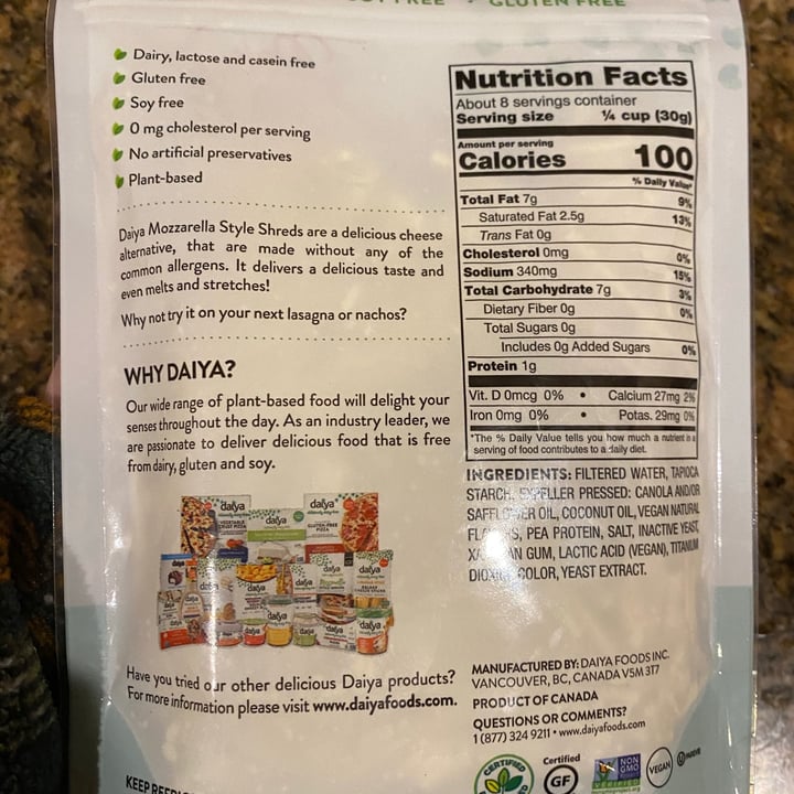 review photo of Daiya Mozzarella Style Shreds shared by @pam22 on 03 Dec 2020 - review