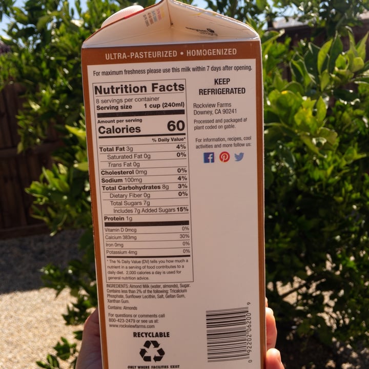 photo of Rockview Farms Almond Milk shared by @simplidished on  01 Oct 2020 - review