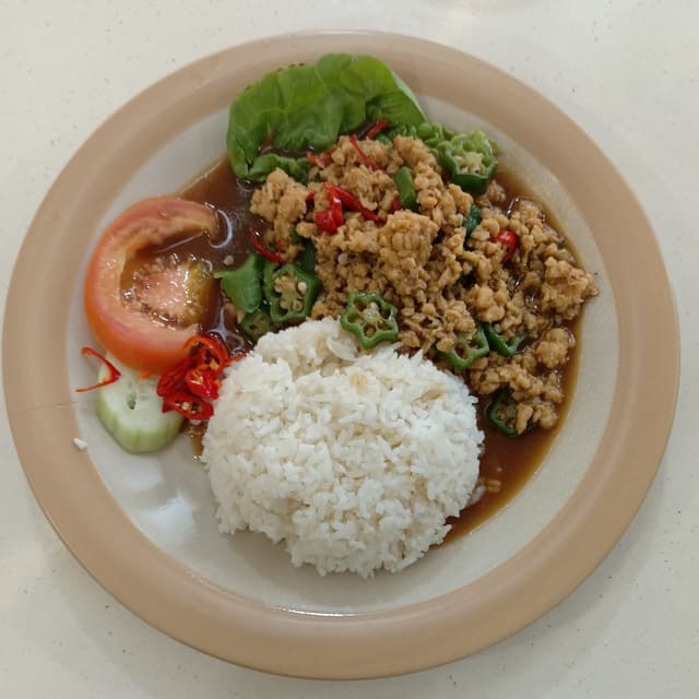 Photo of the dish “Thai Basil Phuture Meat with Rice”