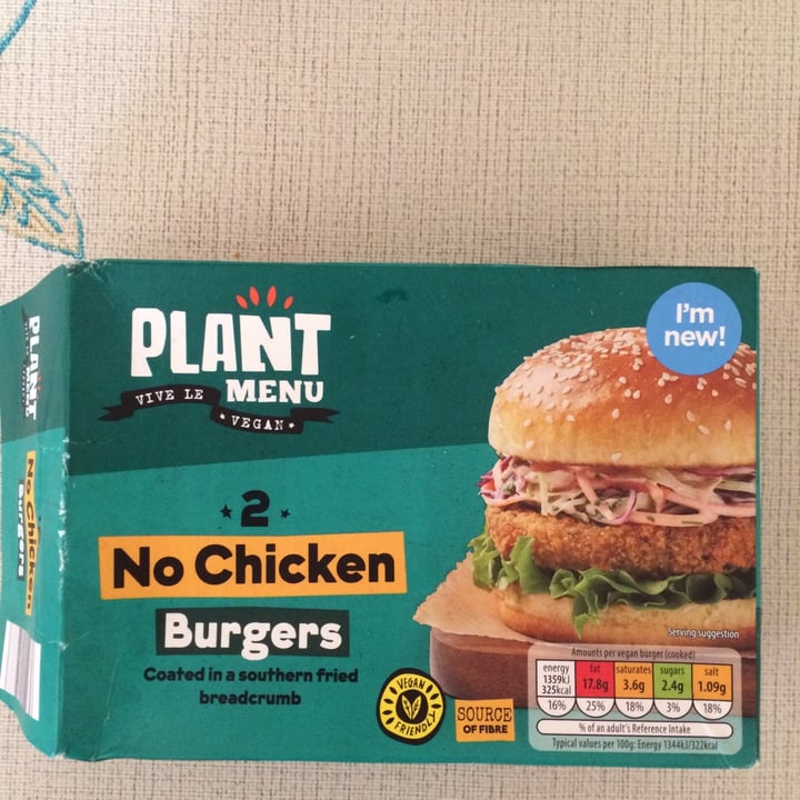 photo of Plant Menu 2 No Chicken Burgers shared by @cazmikk on  09 May 2022 - review