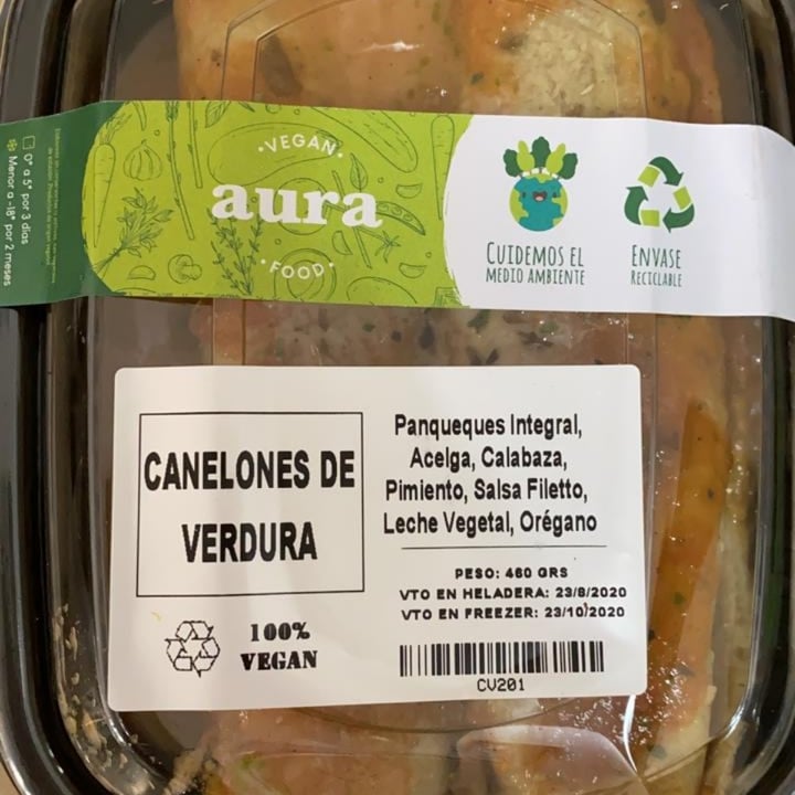 photo of Aura vegan food Canelones de verdura shared by @ursula on  20 Aug 2020 - review