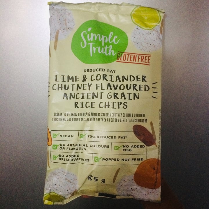 photo of Simple Truth Lime & Coriander Chutney Flavoured Ancient Grain Rice Chips shared by @nikki-c on  09 Nov 2021 - review