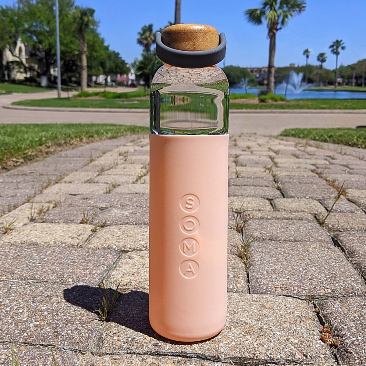 Soma 25 oz. Glass Water Bottle with Silicone Sleeve
