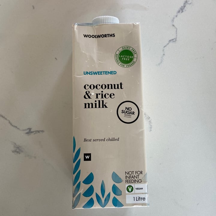 photo of Woolworths Food Coconut and rice milk shared by @plantbasedstorm on  22 Feb 2021 - review