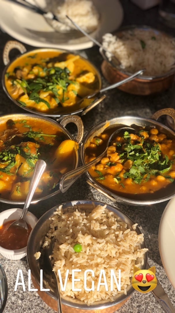 photo of Himalayan Sherpa Kitchen Veggie Momo, Alu Bhanta, Chana masala, Vegan Tika Masala shared by @galina on  15 Nov 2019 - review