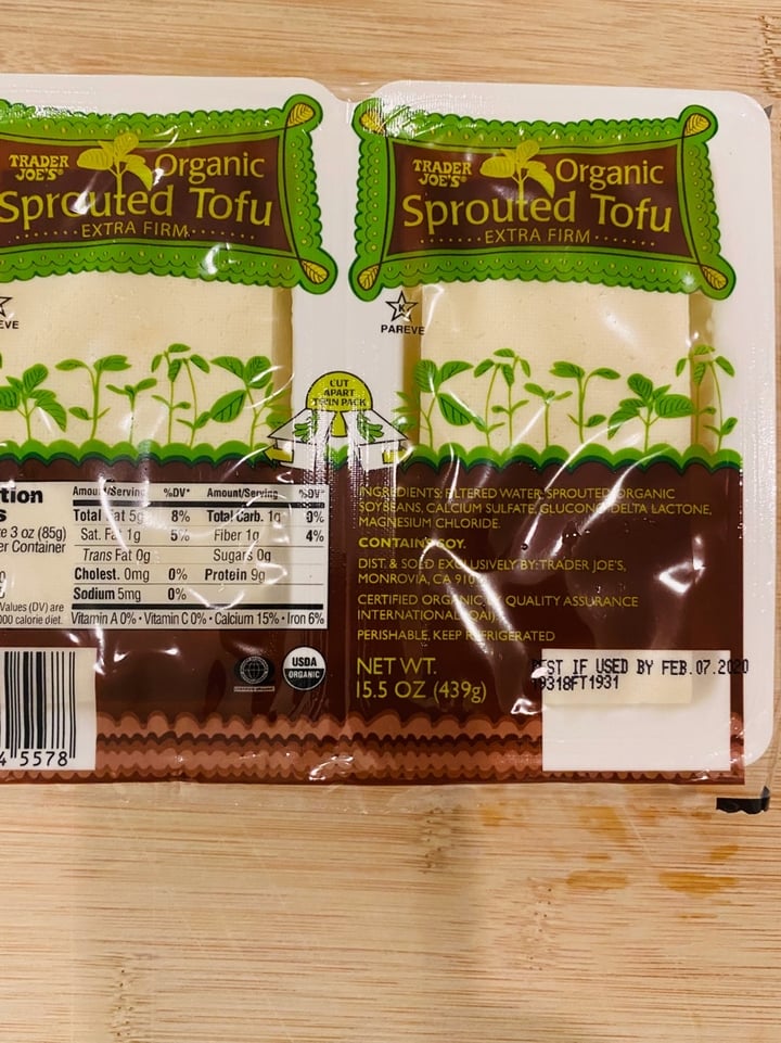 Trader Joe's Organic Sprouted Tofu Extra Firm Review abillion