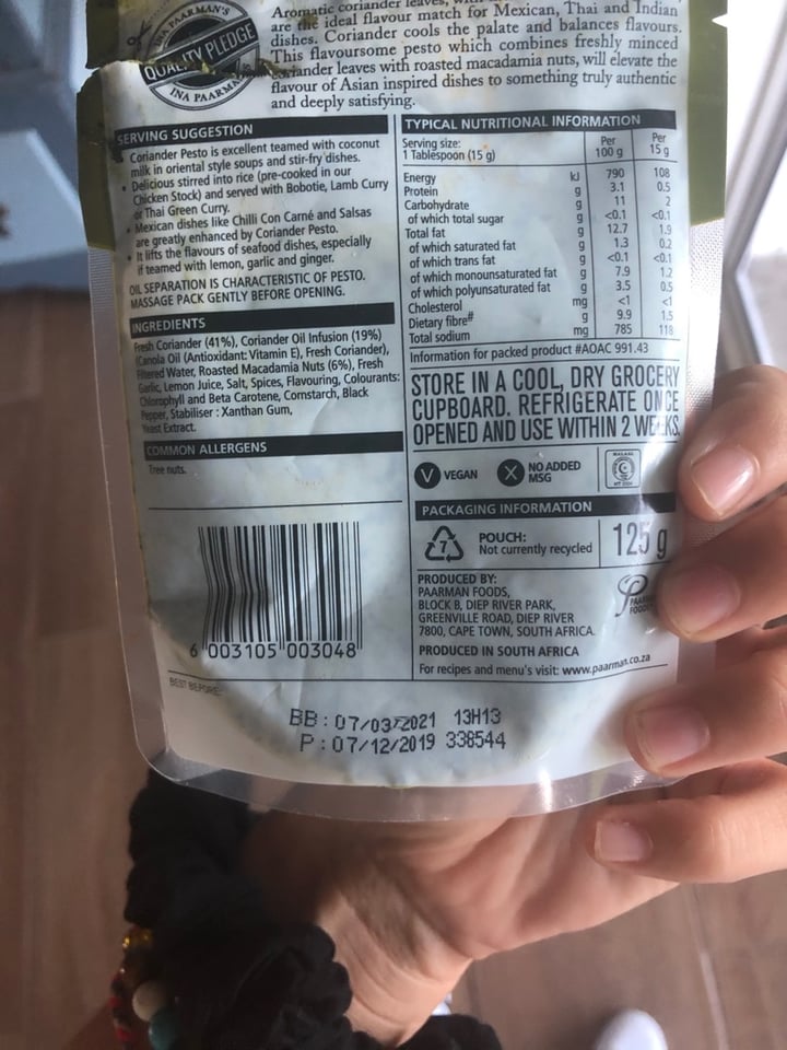 review photo of Ina Paarman’s Kitchen Ina Paarmans Coriander Pesto shared by @healthalignment on 24 Feb 2020 - review