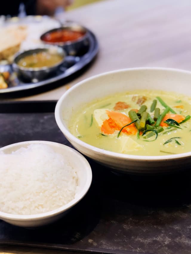 Photo of the dish “Thai Green Curry with Coconut Rice”