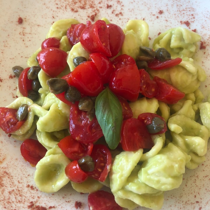 photo of Trattoria al Pirio Orecchiette alla crema di avocado e basilico con datterini e capperi shared by @greenonthebeam on  17 Apr 2022 - review
