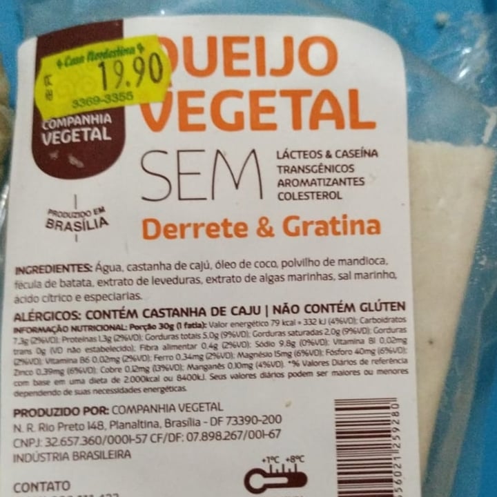 photo of Companhia Vegetal Queijo Vegetal shared by @cassiot on  22 Apr 2022 - review