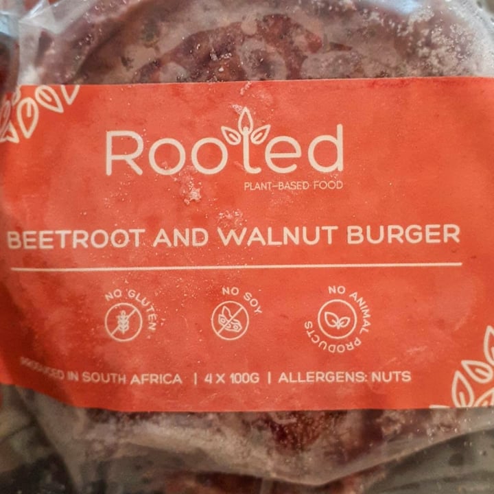 review photo of Rooted Plant-Based Food Beetroot And Walnut Burger shared by @vegancheez on 19 Feb 2021 - review