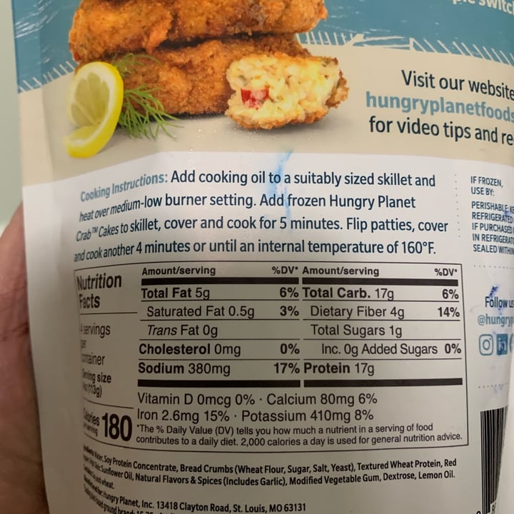 photo of Hungry Planet Hungry Planet Crab Cakes shared by @onehungryvegan on  02 Nov 2022 - review