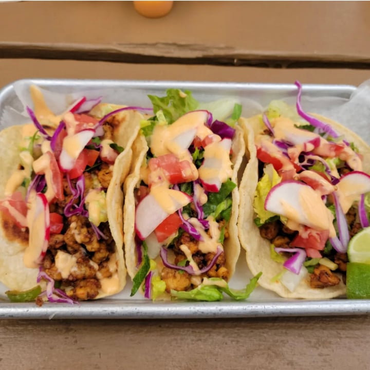 review photo of Muñecas Downtown Taco Garden Volcano Tempeh Tacos shared by @davenelson66 on 26 May 2022 - review