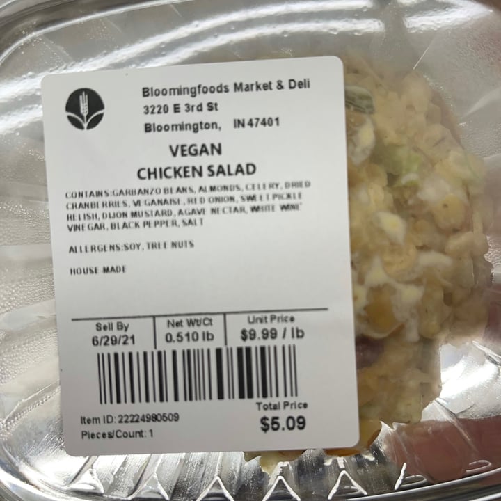 photo of Bloomingfoods Market & Deli Near West Side Vegan Chicken Salad shared by @iuamos on  25 Jun 2021 - review