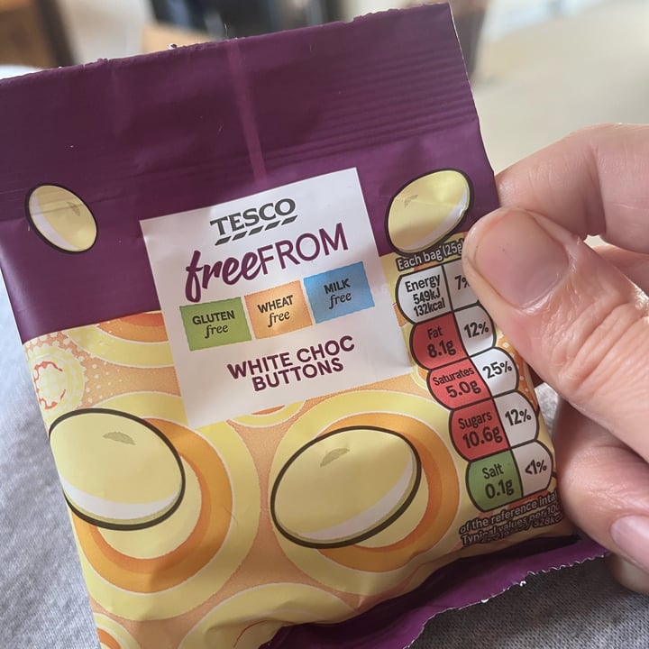 photo of Tesco Free From White chocolate buttons shared by @charlotte160417 on  26 Oct 2022 - review