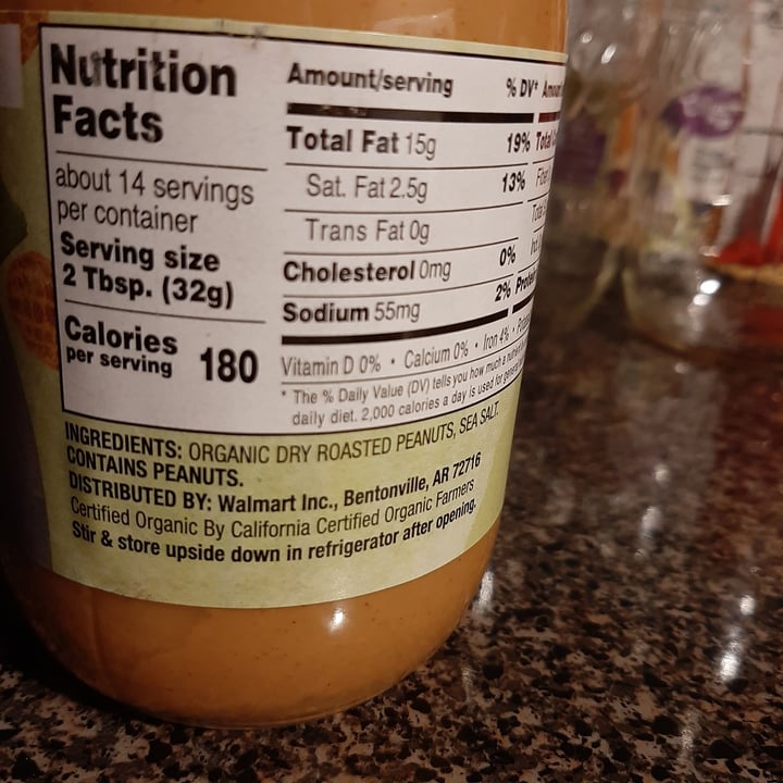 review photo of Great Value Organic crunchy peanut butter shared by @treehugginjen on 09 Nov 2021 - review