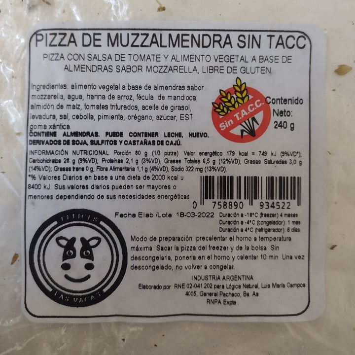 review photo of Felices Las Vacas Pizza sin TACC shared by @ailuveg on 15 Apr 2022 - review
