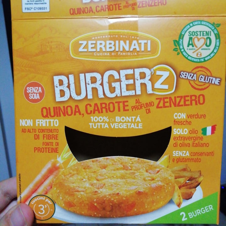 photo of Zerbinati Burger'Z Quinoa, Carote e Zenzero shared by @lisa92 on  09 Jun 2021 - review