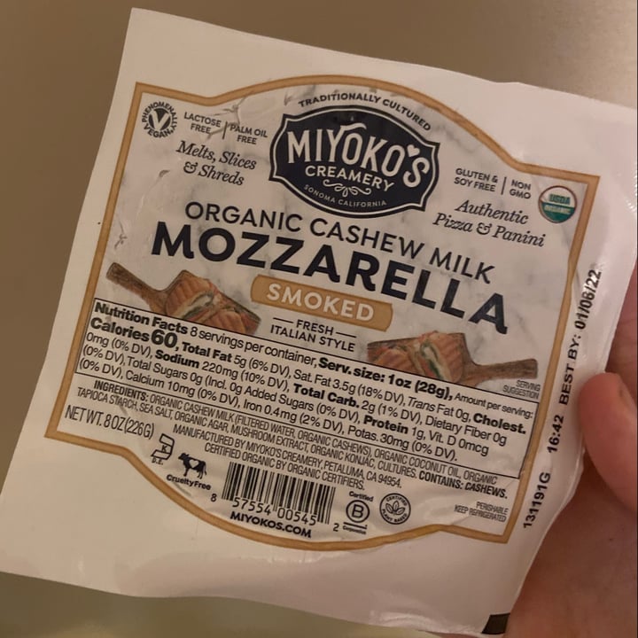 photo of Miyoko's Creamery Smoked Vegan Mozz shared by @earthlingab on  10 Dec 2021 - review