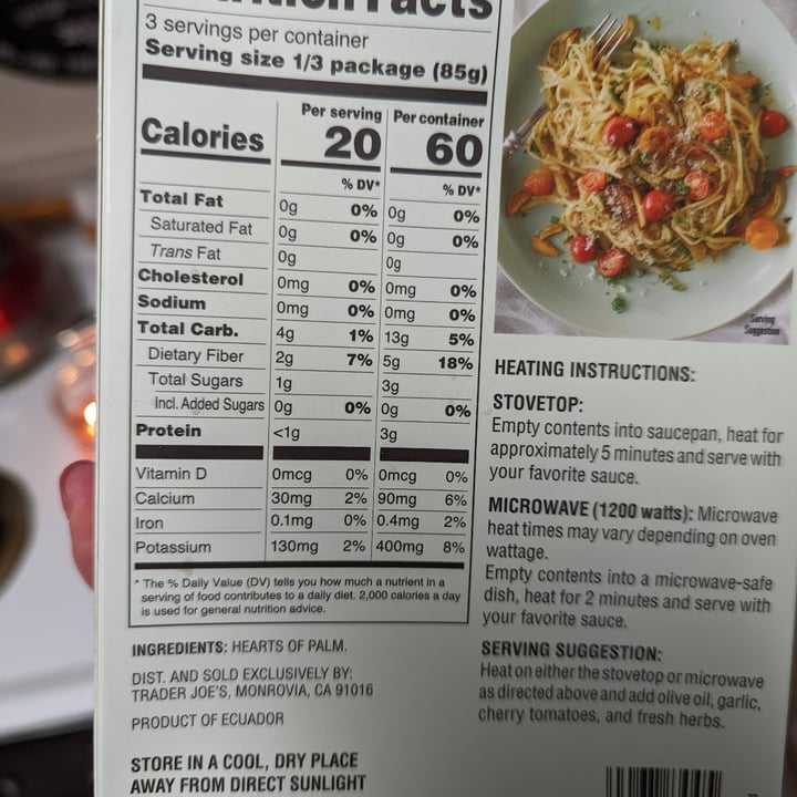 review photo of Trader Joe's Hearts of Palm Pasta shared by @ashleyash on 06 Sep 2022 - review