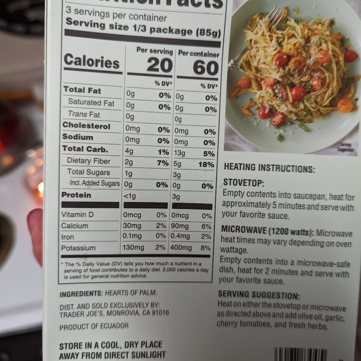 photo of Trader Joe's Hearts of Palm Pasta shared by @ashleyash on  06 Sep 2022 - review