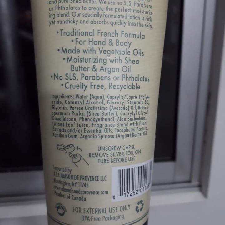 photo of A La Maison de Provence Fresh sea salt hand and body lotion shared by @licerdrow on  05 Dec 2022 - review