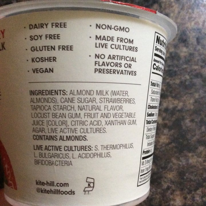 photo of Kite Hill Strawberry Almond Milk Yogurt - Original shared by @mol on  07 Jul 2020 - review