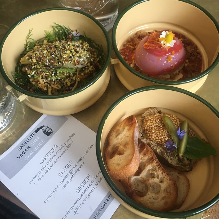 photo of Satellite SB mushroom pate, slaw & quinoa, strawberry mousse shared by @auramoongreig on  21 May 2019 - review