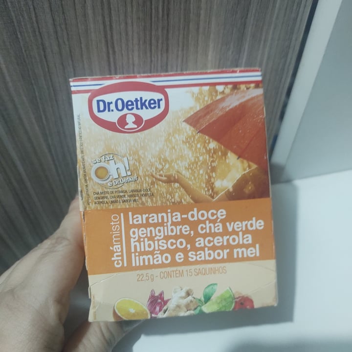 photo of Dr. Oetker Chá De Laranja Doce, Gengibre, Chá Verde, Hibisco, Acerola, Limão E Mel shared by @tatiperes2 on  11 May 2022 - review