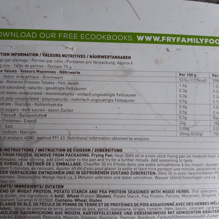 photo of Fry's Family Food Pea Protein Mince shared by @chravex on  30 Nov 2020 - review