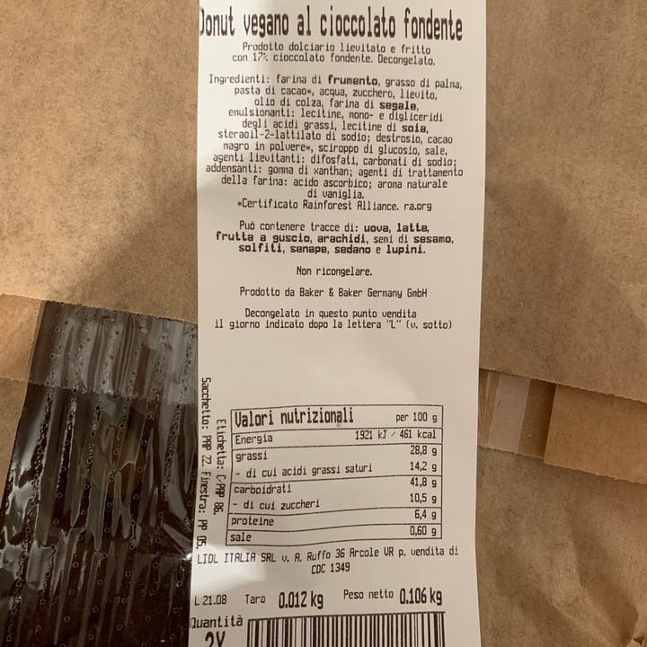 review photo of Lidl donut vegan con cioccolato fondente shared by @elenanancy on 21 Aug 2022 - review