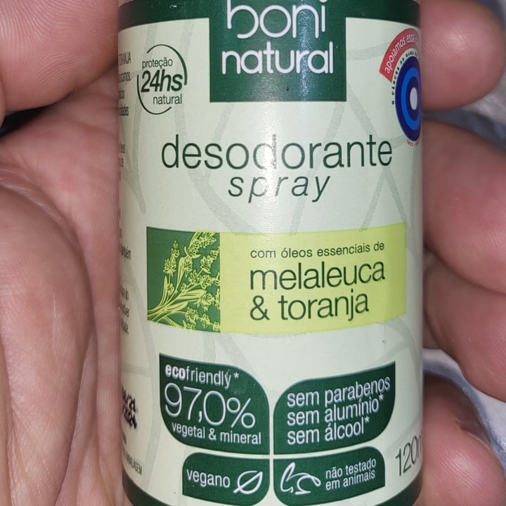 photo of Boni natural Desodorante Spray Melaleuca & Toranja shared by @atlantisangelis on  16 Apr 2022 - review