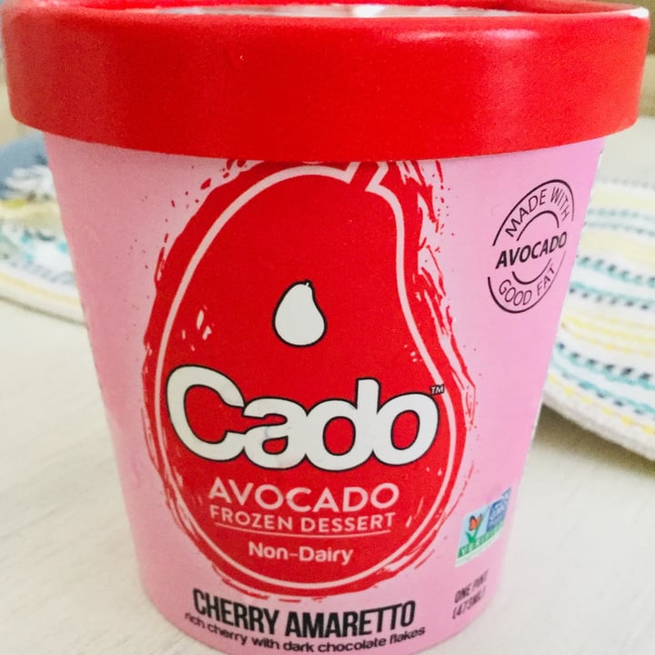 photo of Cado Avocado Ice Cream Cherry Amaretto Avocado Frozen Dessert shared by @uninterestingvegan on  15 Jul 2020 - review