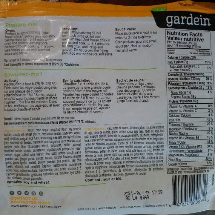 photo of Gardein Mandarin Orange Crispy Chick’n shared by @madianned on  03 Jul 2020 - review