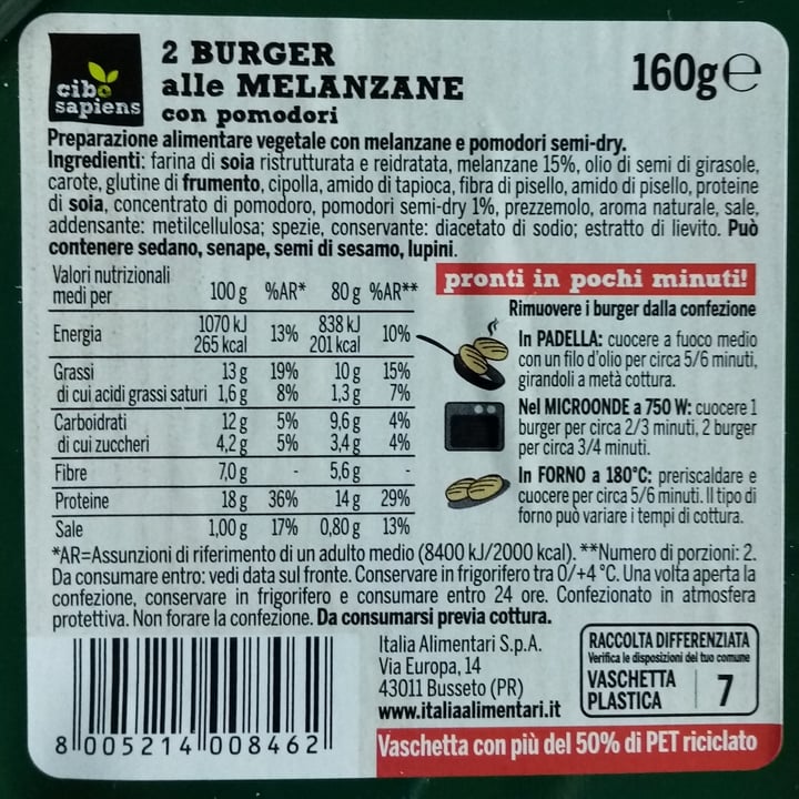 photo of Cibo Sapiens burger alle melanzane shared by @valeveg75 on  17 Jul 2021 - review