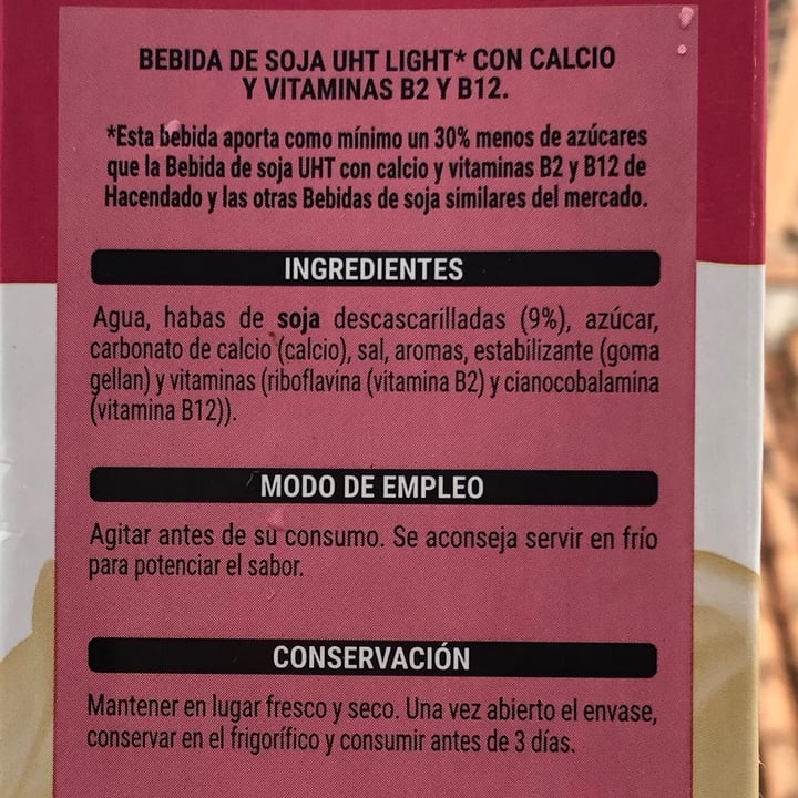 photo of Hacendado Bebida de Soja Light shared by @mxriw on  27 May 2021 - review