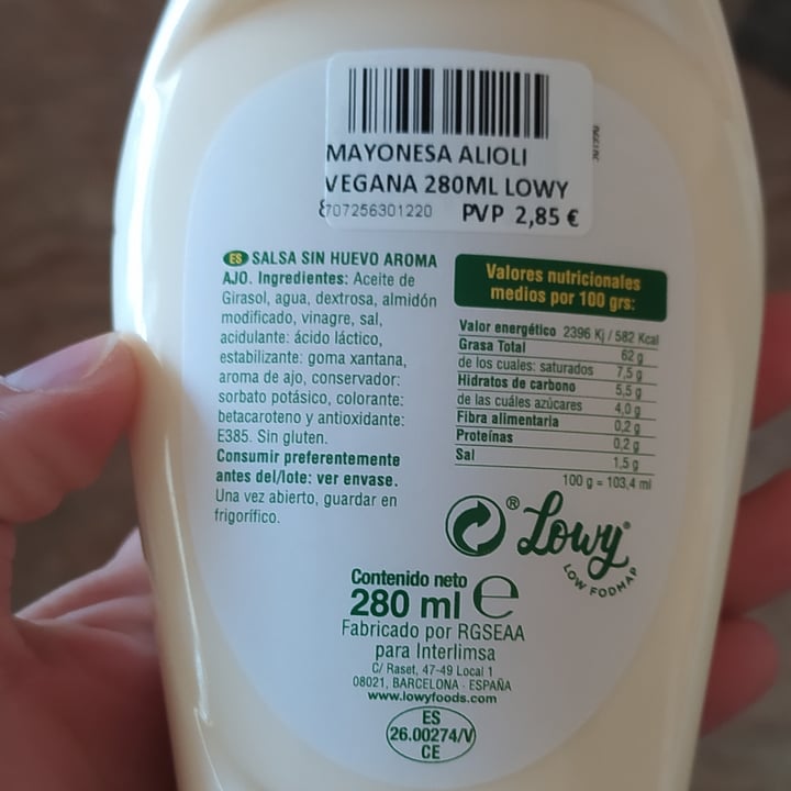 photo of Lowy Mayo Allioli Garlic Free shared by @aitanajh on  22 Mar 2021 - review