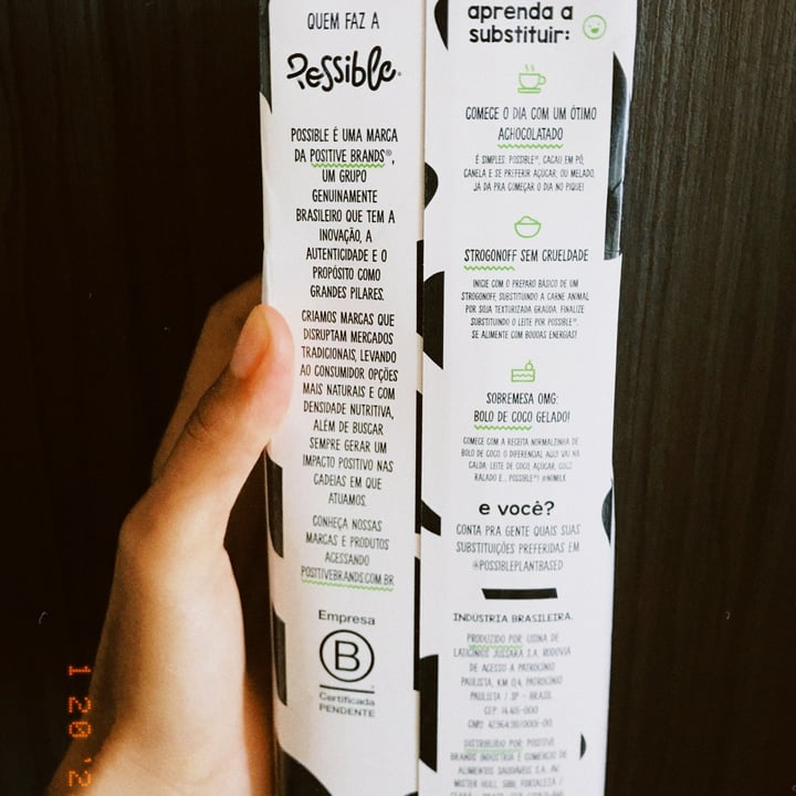 review photo of Positive brands Possible plant based leite sem leite shared by @eloveg on 22 Jan 2022 - review